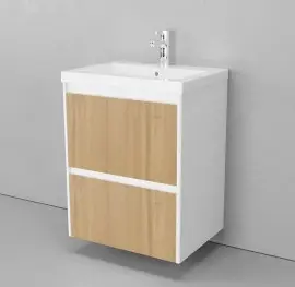 Тумба с раковиной Velvex Klaufs 70 2Y подвесная белый шатане