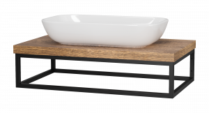 Комплект под раковину Brevita Kevo 80 Rosewood столешница и каркас темное дерево черный