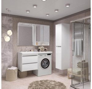 Мебель для ванной с раковиной над стиральной машиной Opadiris Фреш 120 L белый