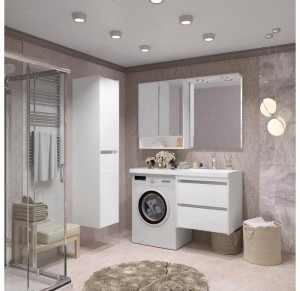 Мебель для ванной с раковиной над стиральной машиной Opadiris Фреш 120 R белый