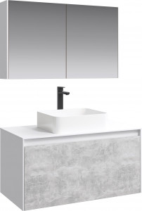 Мебель для ванной Aqwella 5 stars Mobi 100 белая, бетон светлый