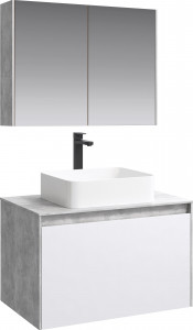 Мебель для ванной Aqwella 5 stars Mobi 80 бетон светлый, белая