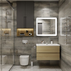 Мебель для ванной Art&Max Techno 90 подвесная с двумя ящиками дуб мадейра янтарь