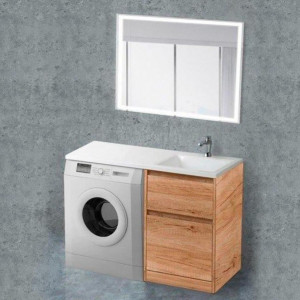 Мебель для ванной BelBagno Kraft-LVD 60 Rovere Nebrasca Nature с раковиной над стиральной машиной 120 R