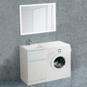 Мебель для ванной BelBagno Lavanderia 60 Bianco Lucido c раковиной над стиральной машиной 120 L
