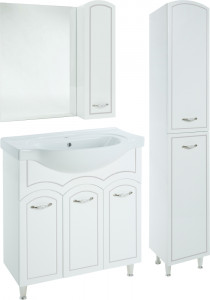 Мебель для ванной Bellezza Амелия 80 белая патина серебро