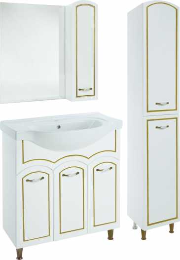 Мебель для ванной Bellezza Амелия 80 белая патина золото