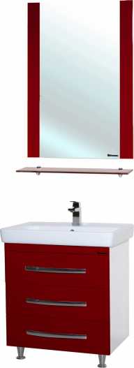 Мебель для ванной Bellezza Рокко 70 красная напольная 3 ящика