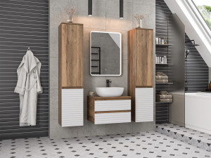 Мебель для ванной Brevita Dakota 60 подвесная дуб галифакс олово/белый