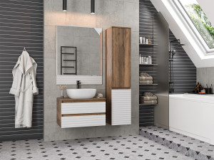 Мебель для ванной Brevita Dakota 70 подвесная дуб галифакс олово/белый