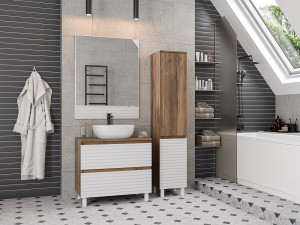 Мебель для ванной Brevita Dakota 80 напольная дуб галифакс олово/белый