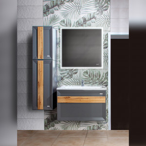 Мебель для ванной Бриклаер Берлин 80 подвесная оникс серый