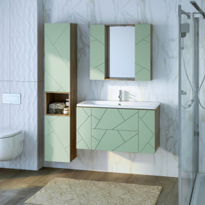 Мебель для ванной Бриклаер Кристалл 100 фисташка/дуб гранж песочный