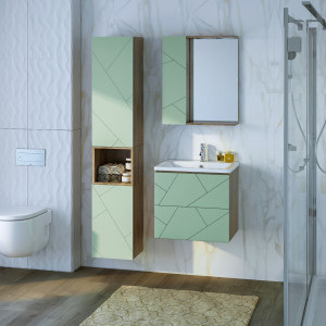 Мебель для ванной Бриклаер Кристалл 60 фисташка/дуб гранж песочный