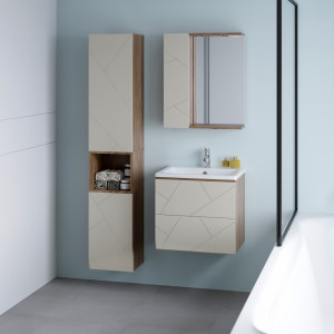 Мебель для ванной Бриклаер Кристалл 60 латте/дуб крафт табачный