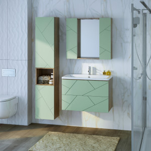 Мебель для ванной Бриклаер Кристалл 80 фисташка/дуб гранж песочный