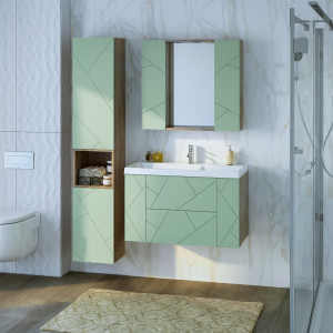 Мебель для ванной Бриклаер Кристалл 90 фисташка/дуб гранж песочный