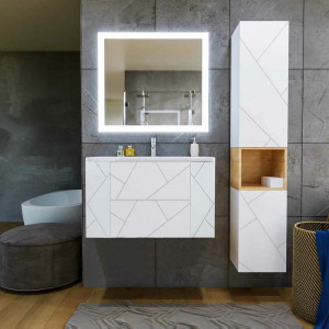 Мебель для ванной Бриклаер Кристалл 90 подвесная белая