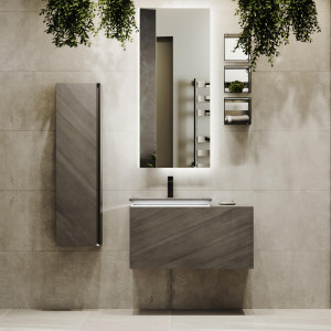 Мебель для ванной Jorno Incline 100 подвесная с подсветкой бетон