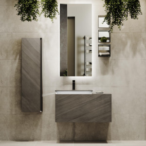 Мебель для ванной Jorno Incline 90 подвесная с подсветкой бетон