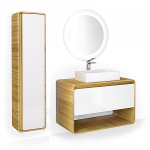 Мебель для ванной Jorno Ronda 100 подвесная дуб/белый