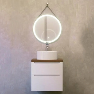 Мебель для ванной Jorno Wood 60 белая, темная столешница