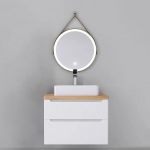 Мебель для ванной Jorno Wood 80 белая, светлая столешница