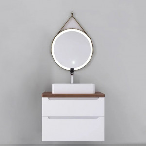 Мебель для ванной Jorno Wood 80 белая, темная столешница