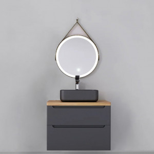 Мебель для ванной Jorno Wood 80 серая, светлая столешница