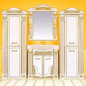 Мебель для ванной Misty Барокко 80 бежевая, патина