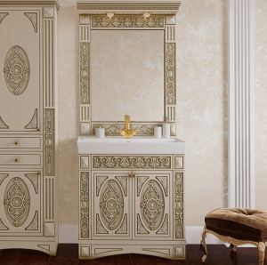 Мебель для ванной Misty Беатрис 100 бежевая, патина