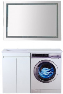 Мебель для ванной Misty Фостер 55 напольная прямая c раковиной над стиральной машиной Гавана 120 L