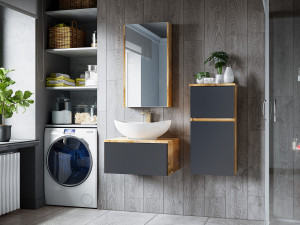 Мебель для ванной Misty Ива 60 подвесная графит/каштан