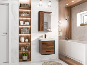 Мебель для ванной Misty Кедр 50 подвесная черный/орех