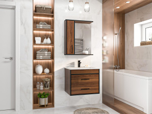 Мебель для ванной Misty Кедр 60 подвесная черный/орех