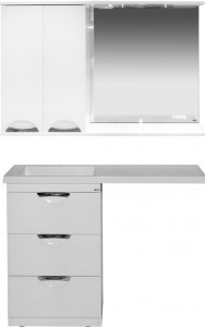Мебель для ванной Misty Куба 50 белая с раковиной над стиральной машиной 105 L