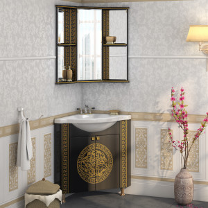 Мебель для ванной Misty Olimpia Lux 60 угловая, черная патина