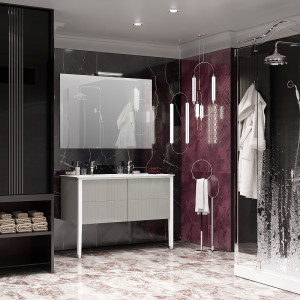 Мебель для ванной Opadiris Рубинно 120 две чаши серый глянец