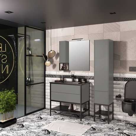 Мебель для ванной Opadiris Треви 90 серый / черный