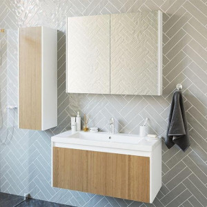 Мебель для ванной Velvex Klaufs 100 с 1 ящиком подвесная белый/дерево