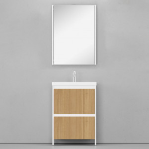 Мебель для ванной Velvex Klaufs 60 с 2 ящиками напольная белый/дерево