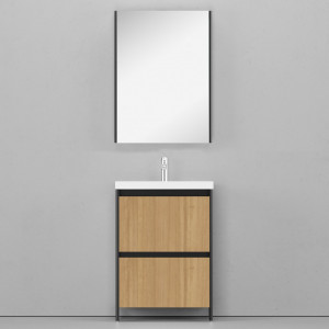 Мебель для ванной Velvex Klaufs 60 с 2 ящиками напольная черный/дерево