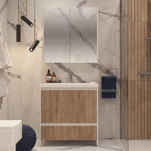 Мебель для ванной Velvex Klaufs 80 с 1 ящиком напольная белый/дерево