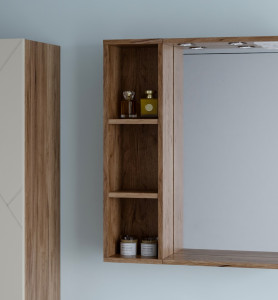 Шкаф навесной открытый Бриклаер Кристалл 20 дуб крафт табачный