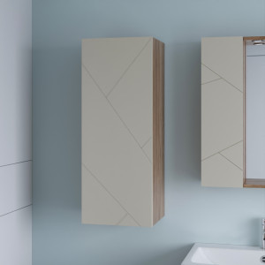 Шкаф навесной Бриклаер Кристалл 35х90 латте/дуб крафт табачный