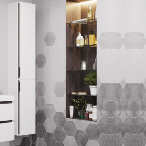 Шкаф-пенал Акватон Рене подвесной, белый, грецкий орех