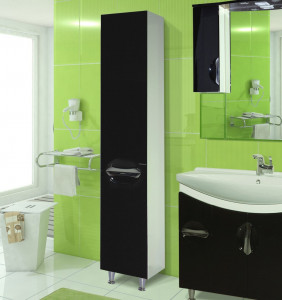 Шкаф-пенал Bellezza Лагуна 35 с бельевой корзиной L черный