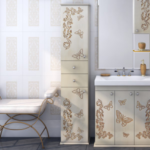 Шкаф-пенал Misty Бабочка 35 L бежевый, патина