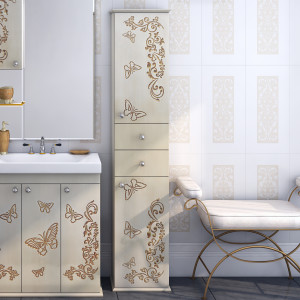 Шкаф-пенал Misty Бабочка 35 R бежевый, патина