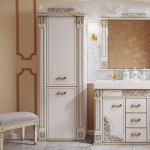 Шкаф-пенал Misty Барокко 60 L белый, патина